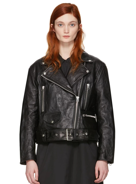 Acne Studios Black Leather Merlyn Jacket 女款黑色机车夹克