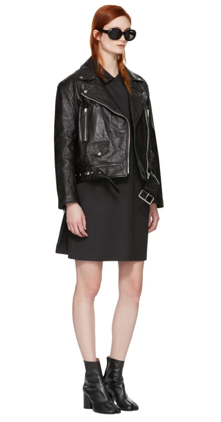 Acne Studios Black Leather Merlyn Jacket 女款黑色机车夹克