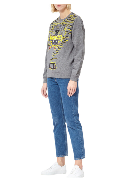 KENZO GEO TIGER COTTON SWEATSHIRT 女款灰色虎头卫衣 XS码有货