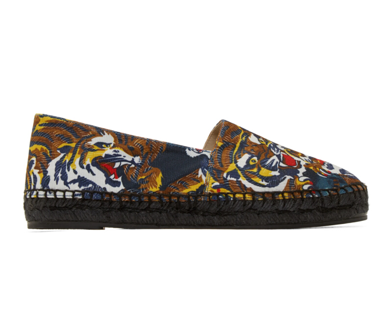 相当于不要钱~Kenzo Multicolor Flying Tiger Espadrilles 女款老虎图案草地鞋