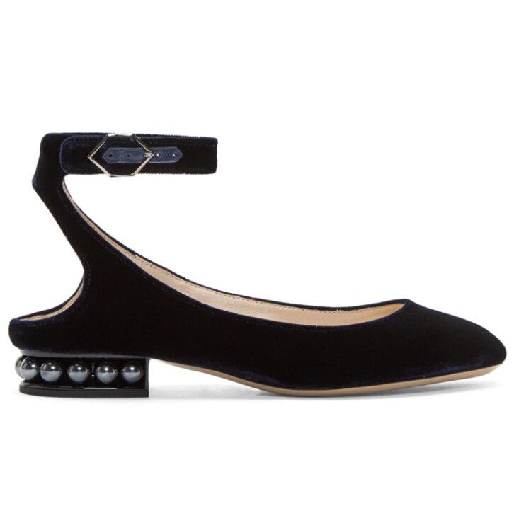 Nicholas Kirkwood N*y Velvet Lola Pearl Ballerina Flats 天鹅绒珍珠跟女鞋