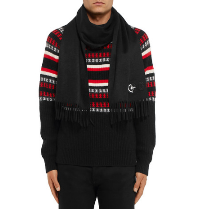 Givenchy 纪梵希 Appliquéd Fringed Wool And Angora-Blend 男士围巾