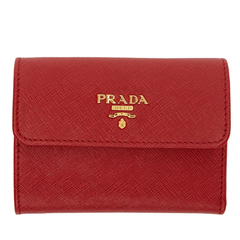 *后一只，春节送礼*~Prada Red Saffiano Trifold Wallet 红色钱包