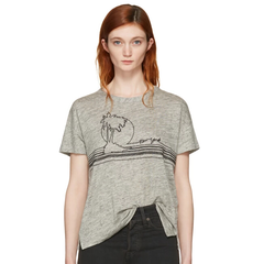XS 还剩*后一件~Rag & Bone Grey Palm Embroidery T-Shirt 灰色百搭T恤衫