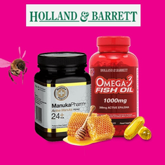 【第2份仅1磅】Holland & Barrett：精选 Omega 3 *油、Manuka 麦卢卡蜂蜜等