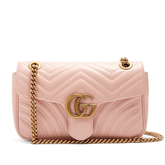 Gucci GG Marmont quilted-leather shoulder bag 粉色绗缝*链条包