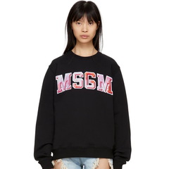 MSGM Black Tie-Dye Logo Sweatshirt 女款扎染logo图案卫衣