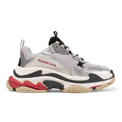 IT42码还有货~BALENCIAGA Triple S logo-embroidered leather 老爹鞋