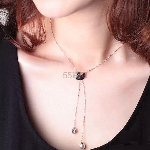 【55专享】Swarovski 施华洛世奇 Y型黑色天鹅珍珠吊坠项链 5351806