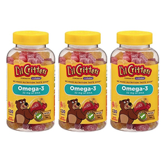 【美亚自营】L'il Critters Omega-3 DHA 儿童*油水果软糖 120粒*3瓶