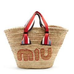 MIU MIU Logo-embroidered basket bag 草编包