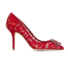 【首单9折】婚鞋选它还在犹豫什么！Dolce & Gabbana 经典蕾丝水晶高跟鞋