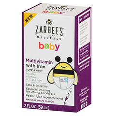 史低价！【美亚直邮】Zarbee's Naturals 天然婴儿综合维生素 + 铁补充剂 59ml