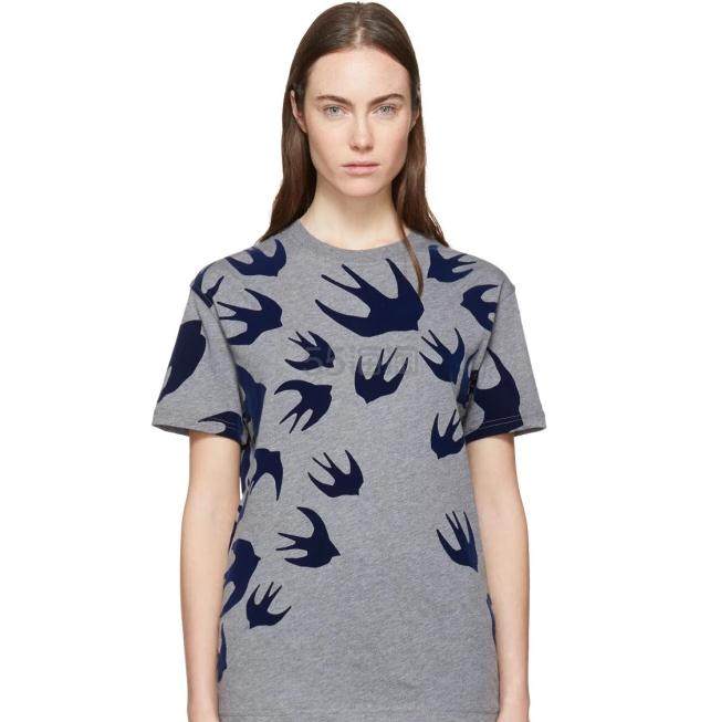 McQ Alexander McQueen Grey Swallow Signature T-Shirt 灰色燕子T恤衫