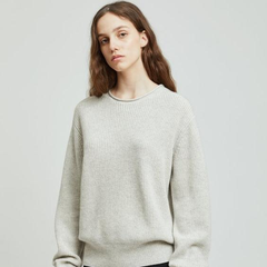 The Row Haily Cashmere Silk Long Sleeve Sweater 高级感灰色混纺毛衣