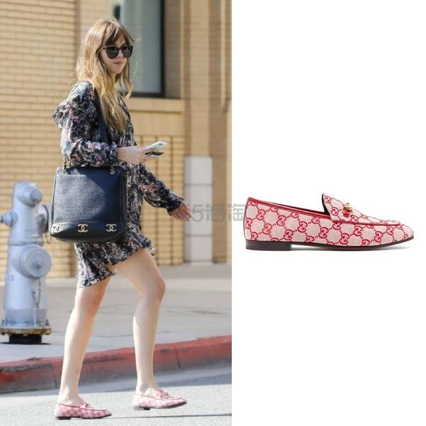 Dakota Johnson 达妹同款 GUCCI Jordaan logo-jacquard loafers 乐福鞋