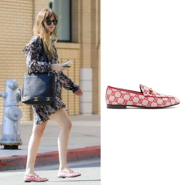 Dakota Johnson 达妹同款 GUCCI Jordaan logo-jacquard loafers 乐福鞋