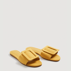【平价版 BOYY】Mango flat sandals 大方片 黄色 麂皮 拖鞋