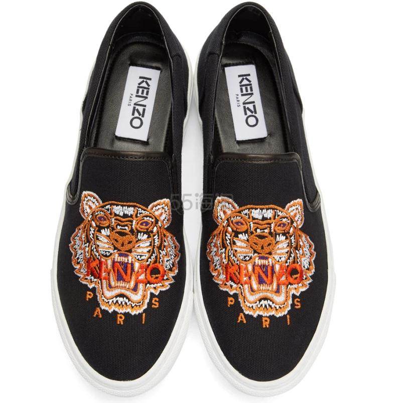 Kenzo Black Tiger K-Skate Slip-On Sneakers 女款虎头图案一脚蹬帆布鞋