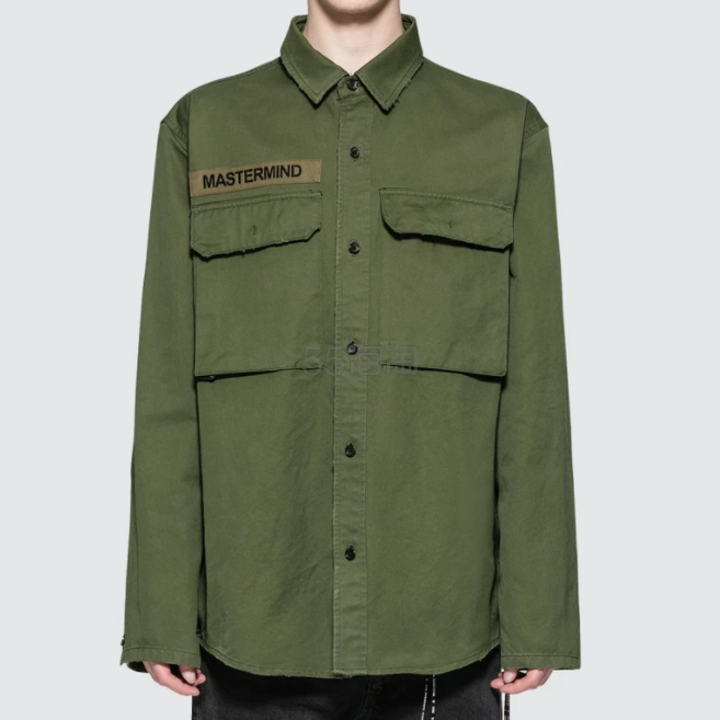 日本潮牌 MASTERMIND WORLD Military Shirt 男士 军绿色 工装衬衫