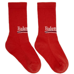 Balenciaga Red Campaign Logo Socks 红色logo印花短袜