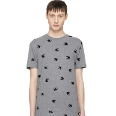 McQ Alexander McQueen Grey & Black Swallow T-Shirt 男款燕子图案T恤衫