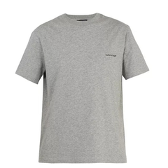 BALENCIAGA Logo-print cotton-jersey T-shirt 男款灰色T恤衫