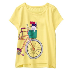 Gymboree Cat Bike Tee 女童款黄色T恤衫