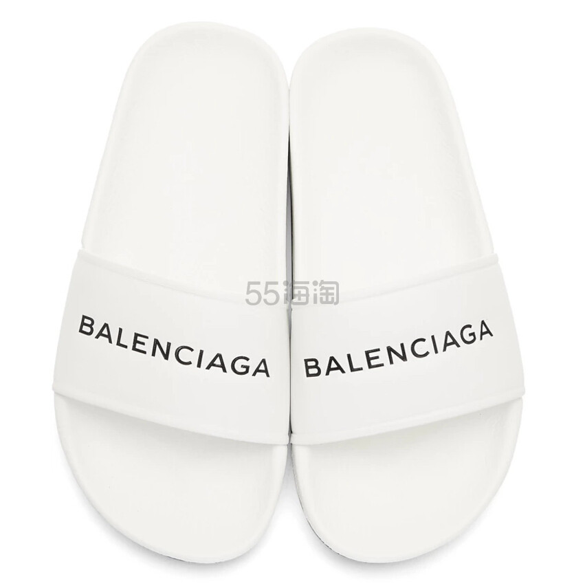 Balenciaga White Logo Slides 巴黎世家女款白色拖鞋