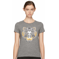 新低价~Kenzo Grey Tiger T-Shirt 女士灰色虎头T恤衫