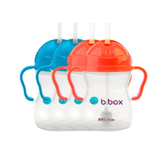 【直邮中国】B.box 婴幼儿重力球防漏吸管杯4个装 240ml 蓝色/红色