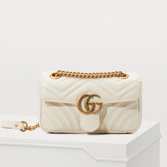 Gucci GG Marmont mini 白色斜挎包