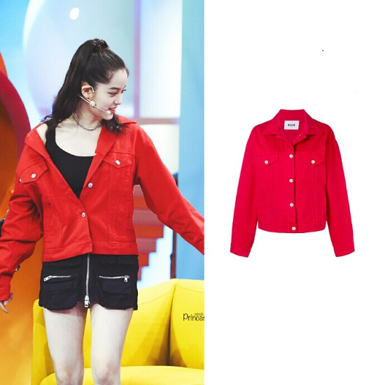 欧阳娜娜同款 MSGM 红色牛仔外套