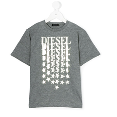 DIESEL KIDS logo印花灰色T恤