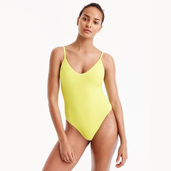 J.CREW Ruched back one-piece swimsuit 黄色 连体 泳衣