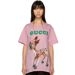 Gucci Pink Bambi T-Shirt 小路*比图案T恤衫