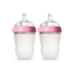 【单支68.9元】Comotomo 可么多么 硅胶婴儿宽口径奶瓶 3-6个月 粉色 240ml*2支