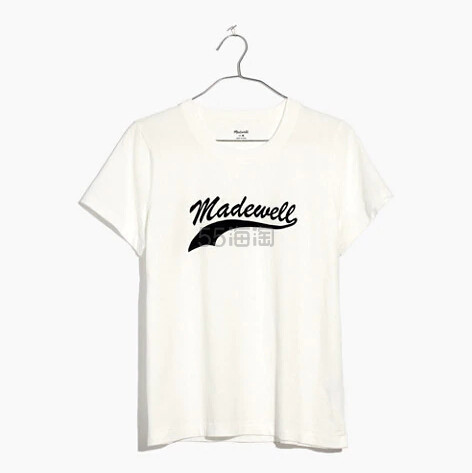 Madewell Radio Boxy Tee 女款白色logo图案T恤衫