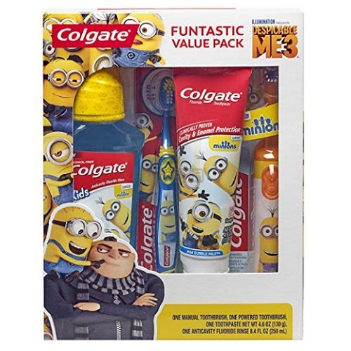 【美亚直邮】Colgate 高露洁 小黄人儿童牙刷牙膏和漱口水礼品套装