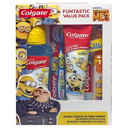 【美亚直邮】Colgate 高露洁 小黄人儿童牙刷牙膏和漱口水礼品套装