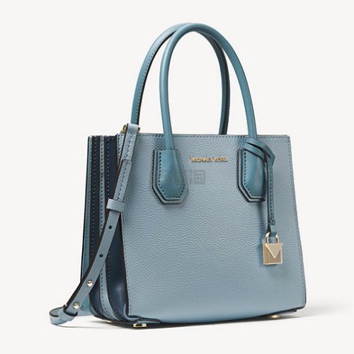 【再次补货！拼手速！】Michael Kors Mercer 新款 蓝拼风琴包 小号