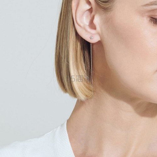 AUrate New York 14K黄金钻石耳线 单只