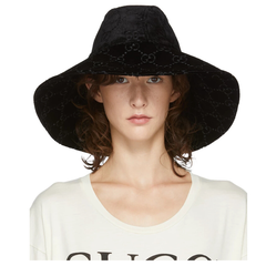 Gucci Black Velvet GG Supreme Fedora 复古帽