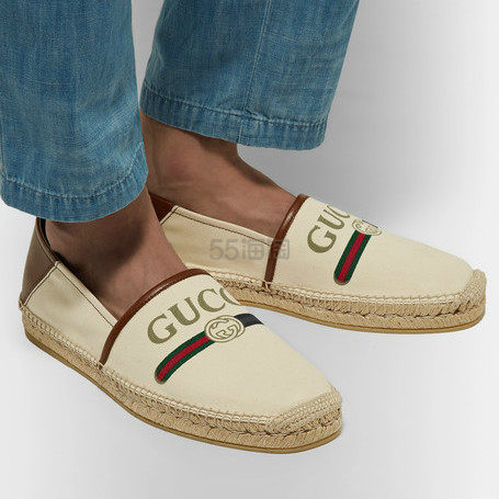 GUCCI 古驰 Logo-Print 男士渔夫鞋