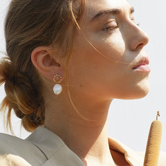 Ana Luisa 限量版 金色圆环珍珠气质耳环