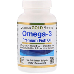 California Gold Nutrition 欧米茄-3 优质*油软胶囊 100粒