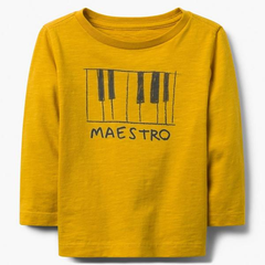 Gymboree Piano Tee 童款黄色长袖T恤