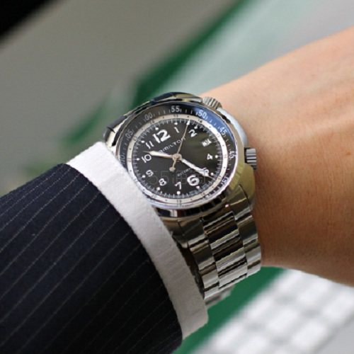 【2018网络周】限时秒杀价！Hamilton 汉密尔顿 Khaki *iation Pilot Pioneer Auto Chrono 系列 银黑色圆盘男士机械腕表 H76455133
