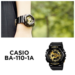 【55专享2018网络周】可做情侣表！Casio 卡西欧 Baby-G 系列 黑金配色圆盘女士运动腕表 BA110-1A