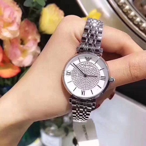 银色降价！Emporio Armani 安普里奥·阿玛尼 银色满天星女士时尚腕表 AR1925